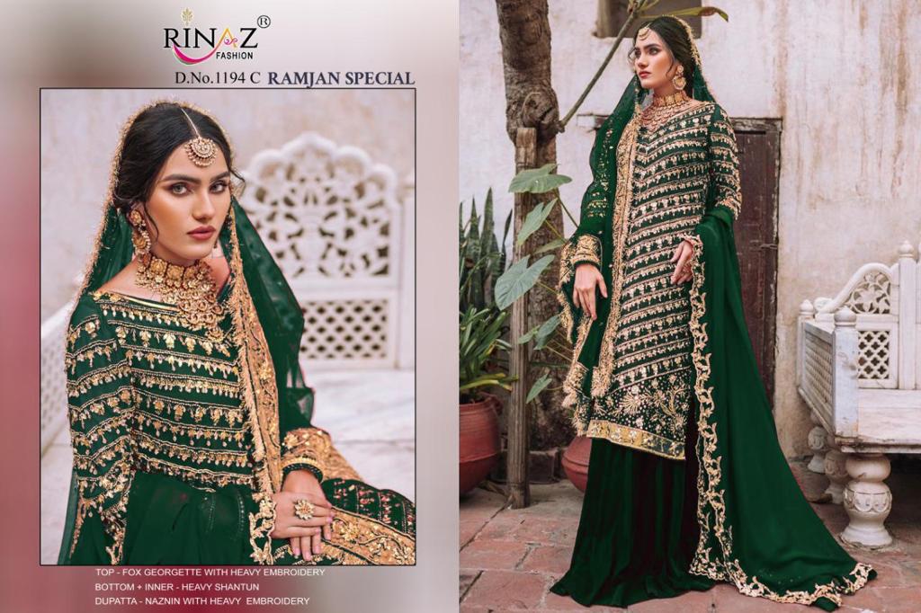 RINAZ FASHION RAMJAN 1194 C GREEN WHOLESALE SUITS