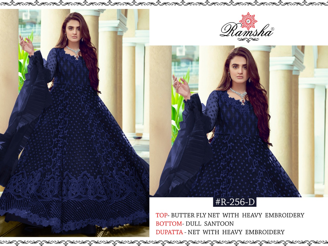 RAMSHA R 256 D BLUE SALWAR KAMEEZ IN WHOLESALE