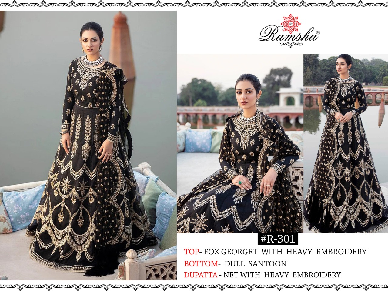 RAMSHA R 301 BLACK SALWAR KAMEEZ WHOLESALE