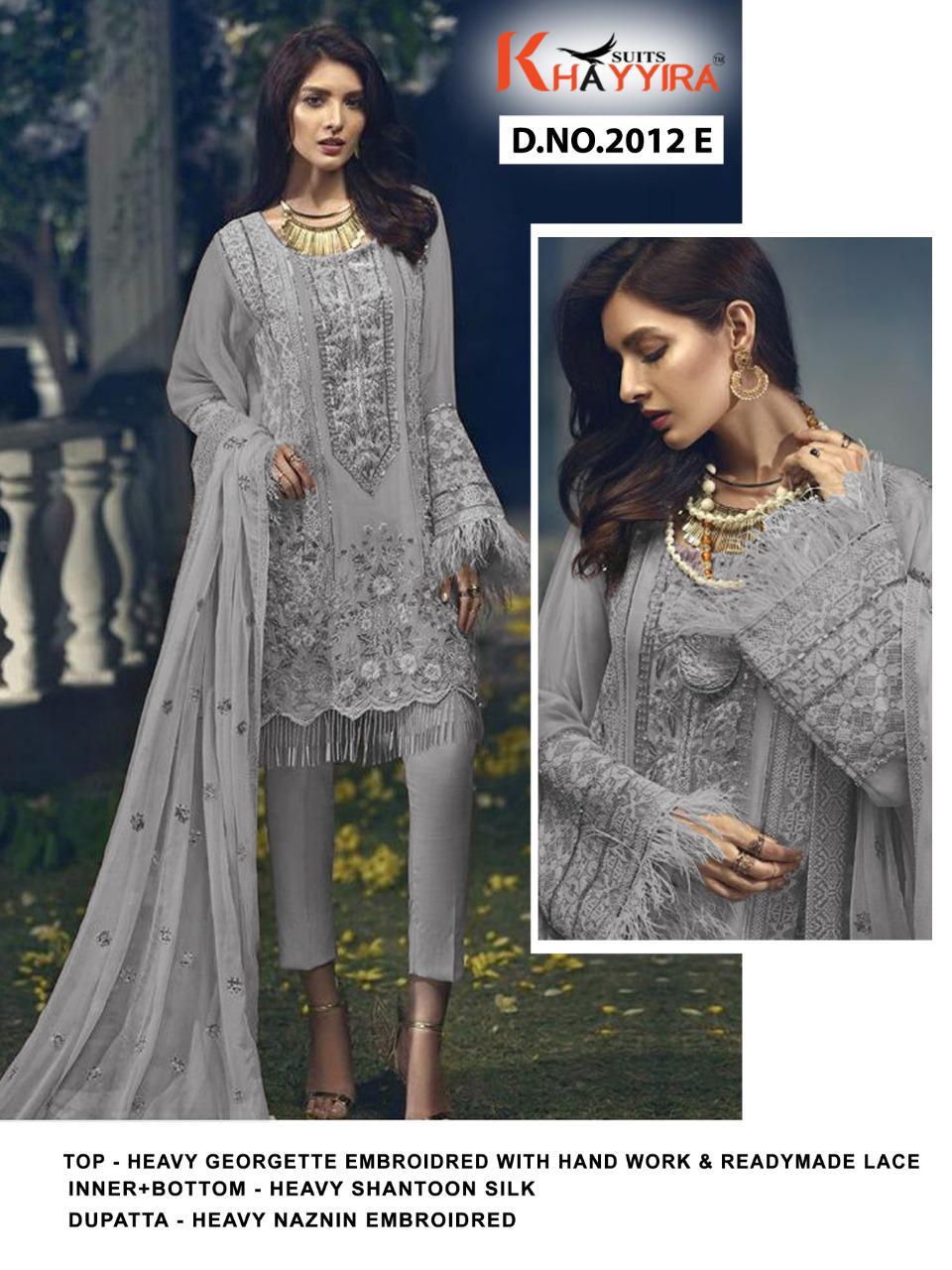 KHAYYIRA 2012 E GREY CROSS STITCH SALWAR KAMEEZ