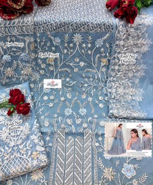 RAMSHA R 279 C SKY BLUE PAKISTANI SUITS WHOLESALER