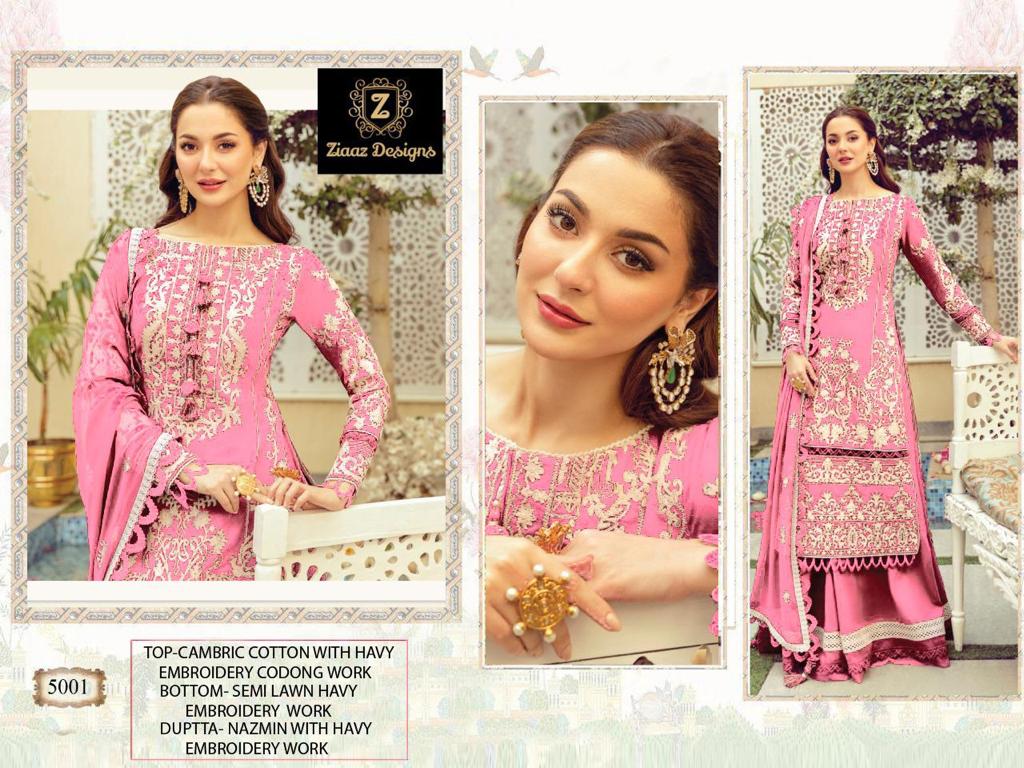 ZIAAZ DESIGNS 5001 PINK COTTON SALWAR KAMEEZ ONLINE