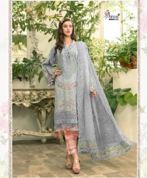 SHREE FABS 1637 GREY SALWAR KAMEEZ IN COTTON