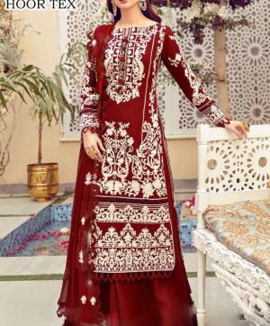 HOOR TEX 21022 D RED COTTON SALWAR KAMEEZ