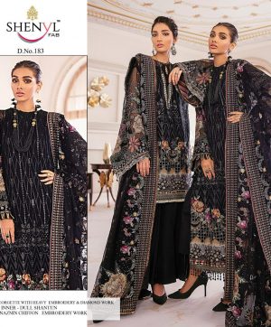 SHENYL FAB 183 BLACK PAKISTANI SALWAR KAMEEZ