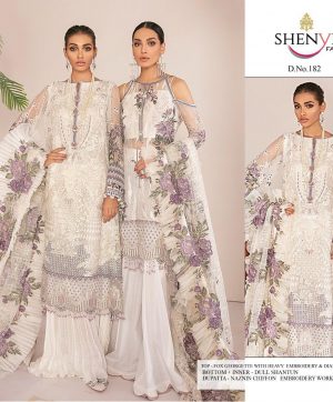 SHENYL FAB 182 OFF WHITE PAKISTANI SALWAR KAMEEZ