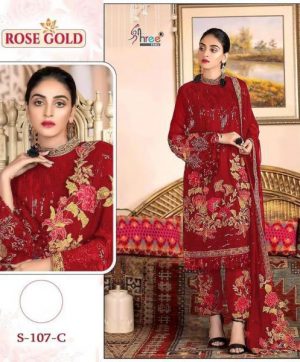 SHREE FABS S 107 C RED SALWAR KAMEEZ ONLINE