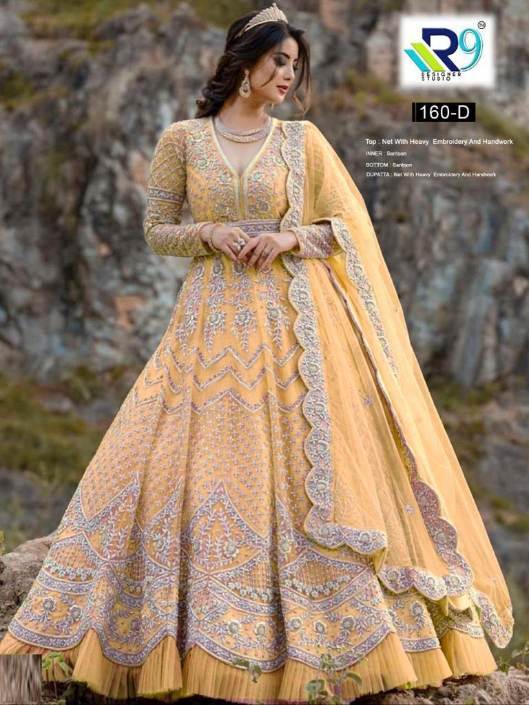 R9 DESIGNER STUDIO 160 D YELLOW SALWAR KAMEEZ