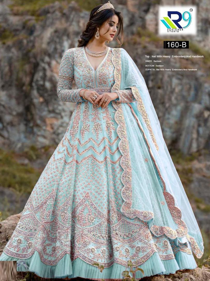 R9 DESIGNER STUDIO 160 B BLUE SALWAR KAMEEZ WHOLESALE