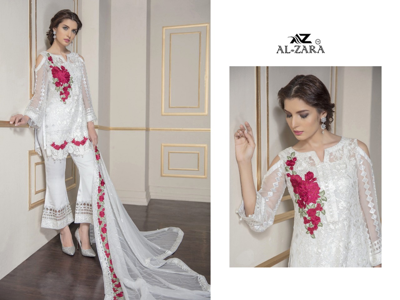 AL ZARA ALIA KHAN WHITE SALWAR KAMEEZ ONLINE