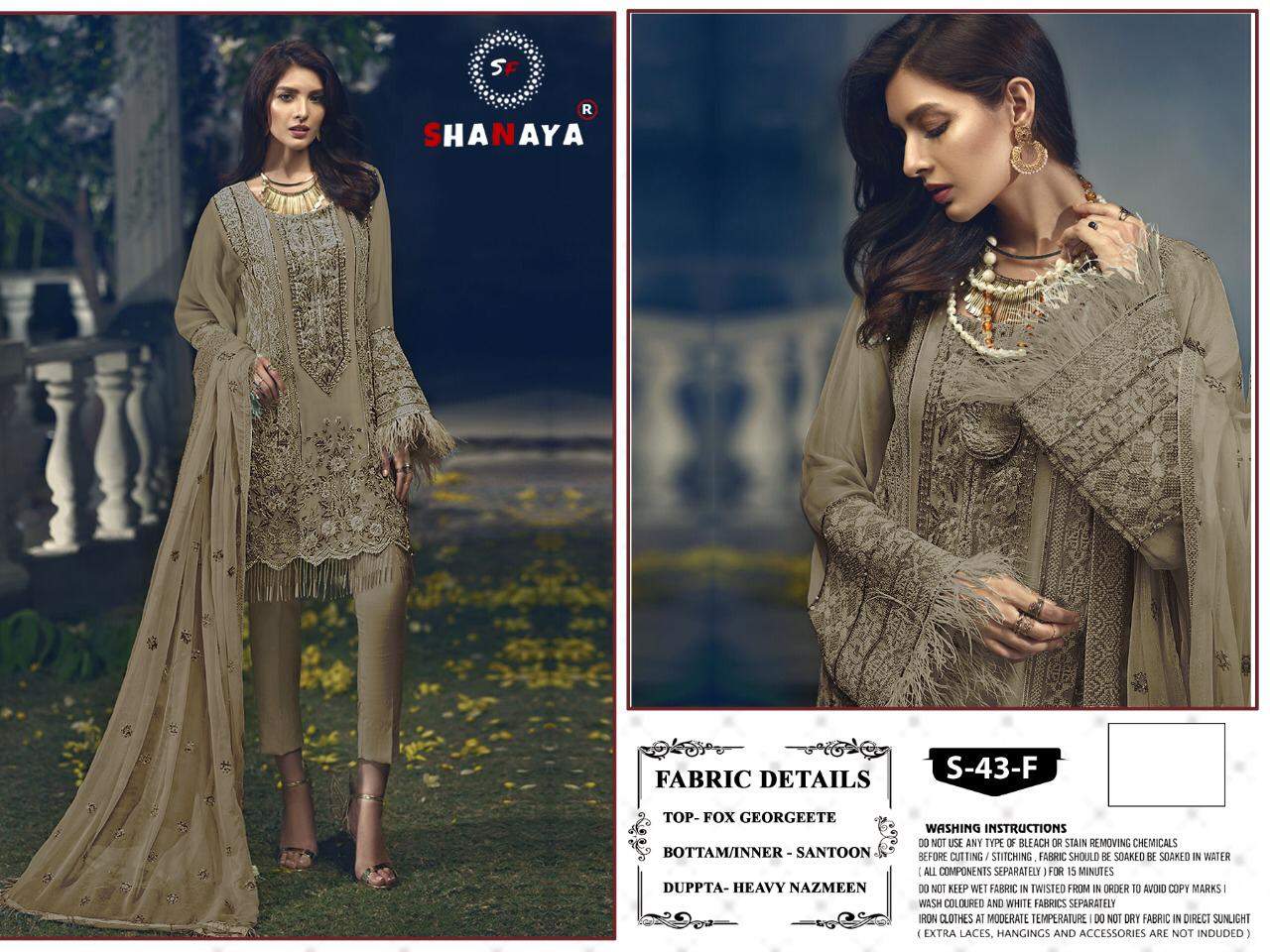 SHANAYA S 43 F WHOLESALE PAKISTANI SUITS ONLINE