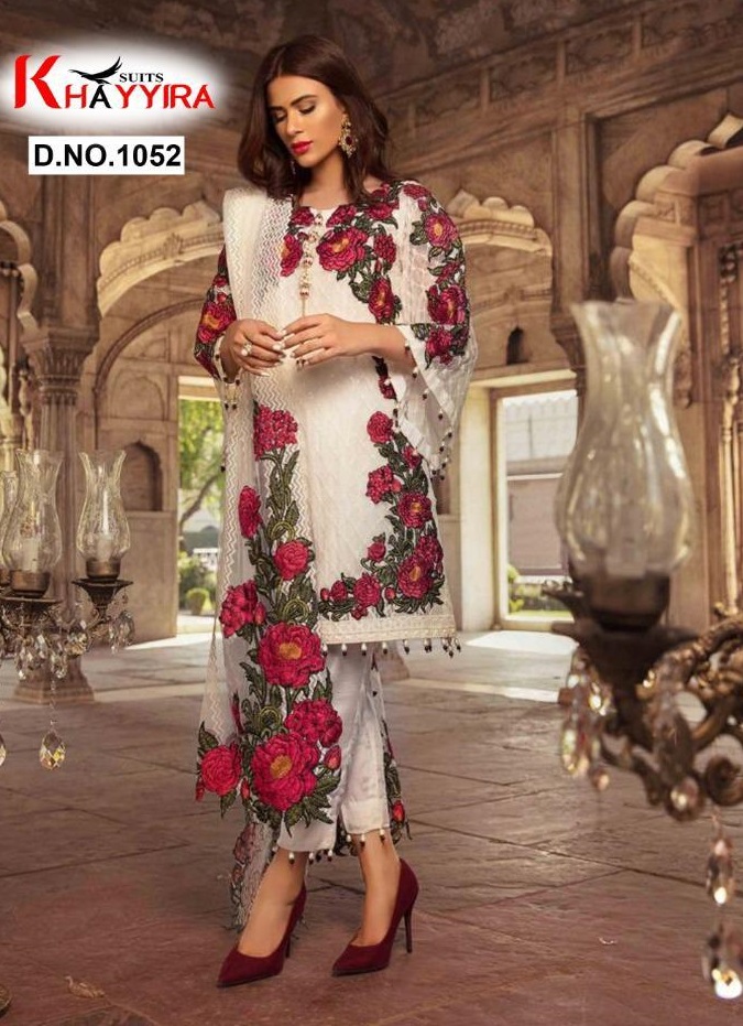 KHAYYIRA 1052 WHITE SALWAR KAMEEZ ONLINE