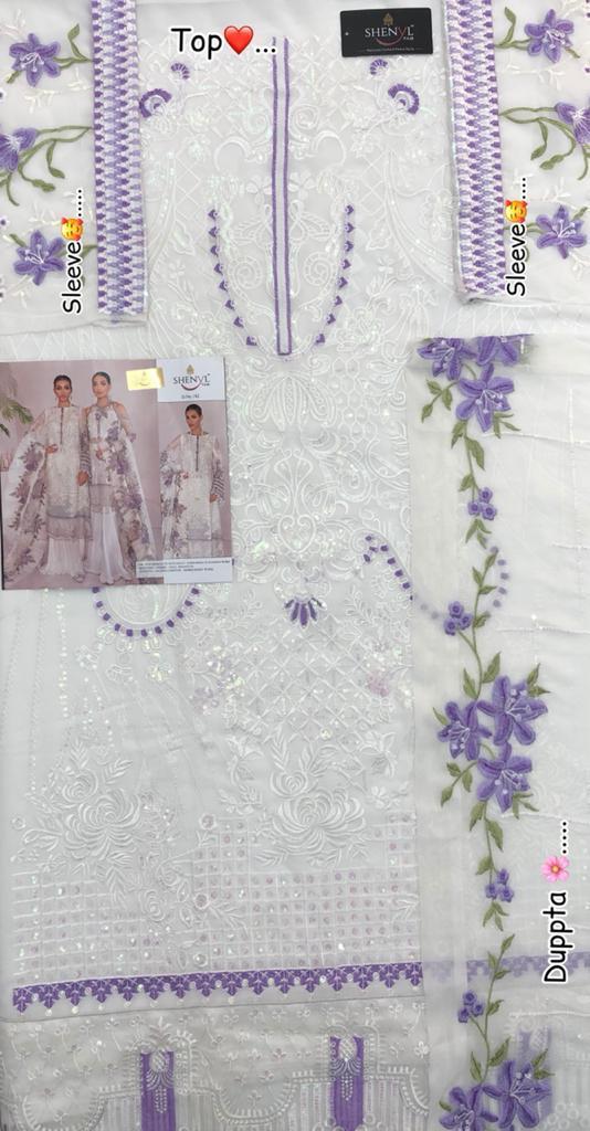 SHENYL FAB 182 OFF WHITE PAKISTANI SALWAR KAMEEZ