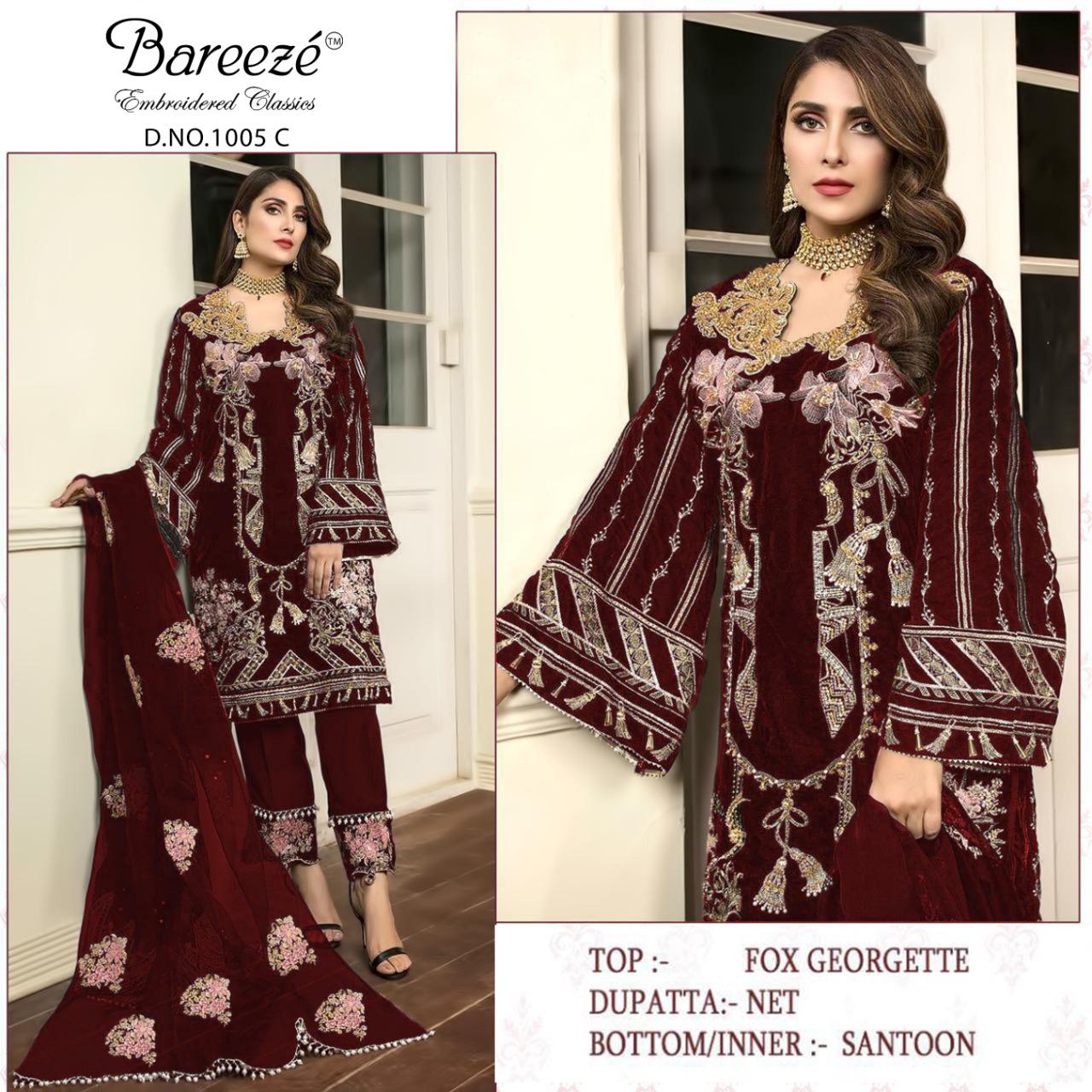 BAREEZE 1005 C MAROON WHOLESALE SALWAR KAMEEZ