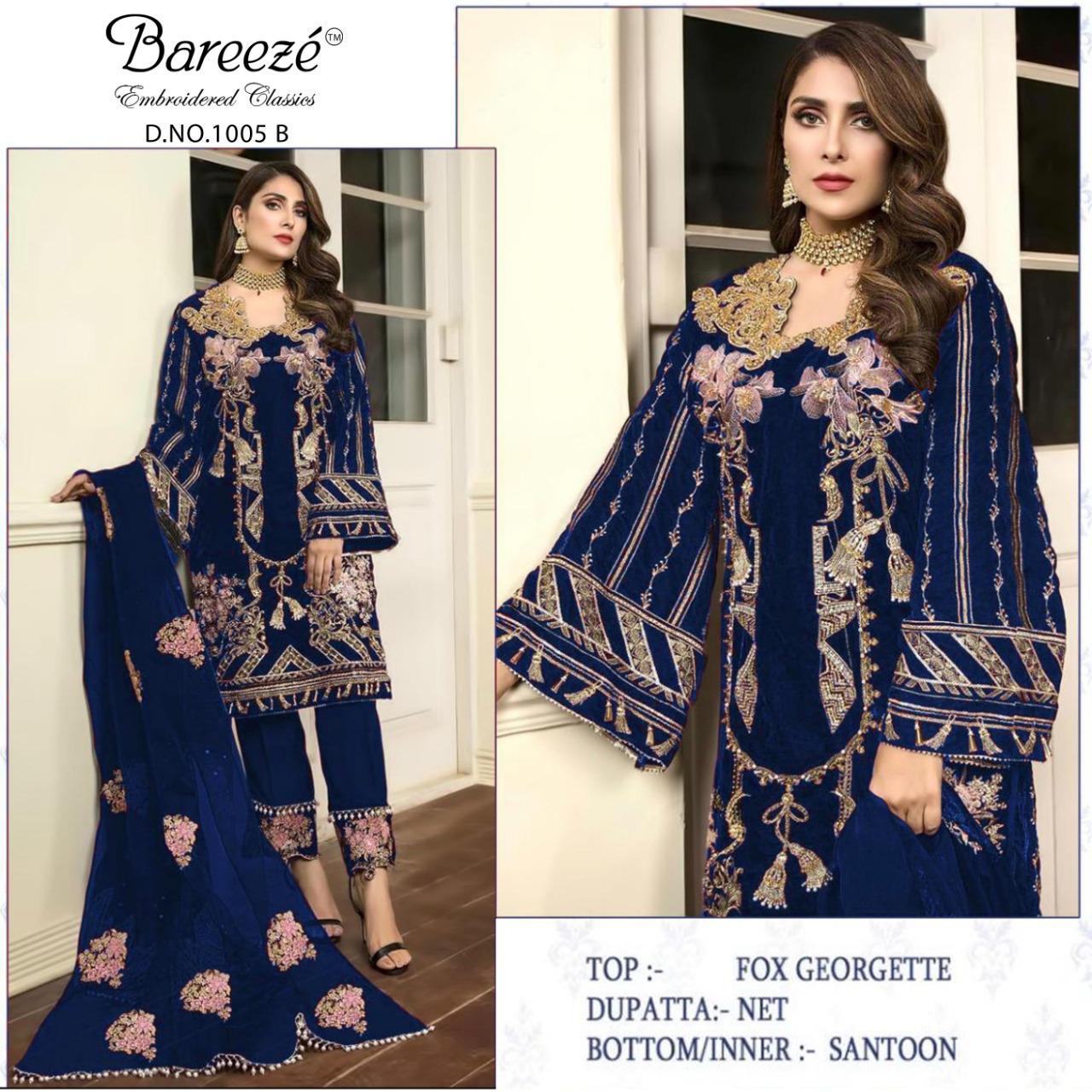 BAREEZE 1005 B BLUE WHOLESALE SALWAR KAMEEZ