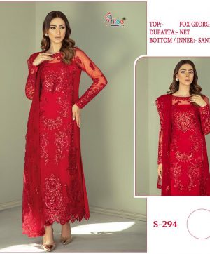 SHREE FABS 294 RED SALWAR KAMEEZ ONLINE