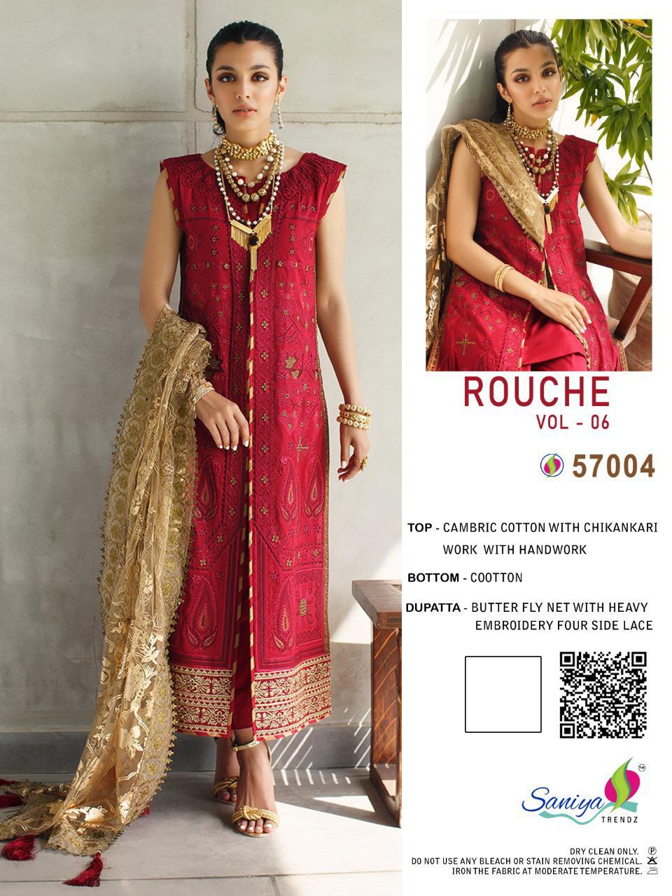 SANIYA TRENDZ ROUCHE VOL 6 57004 RED WHOLESALE