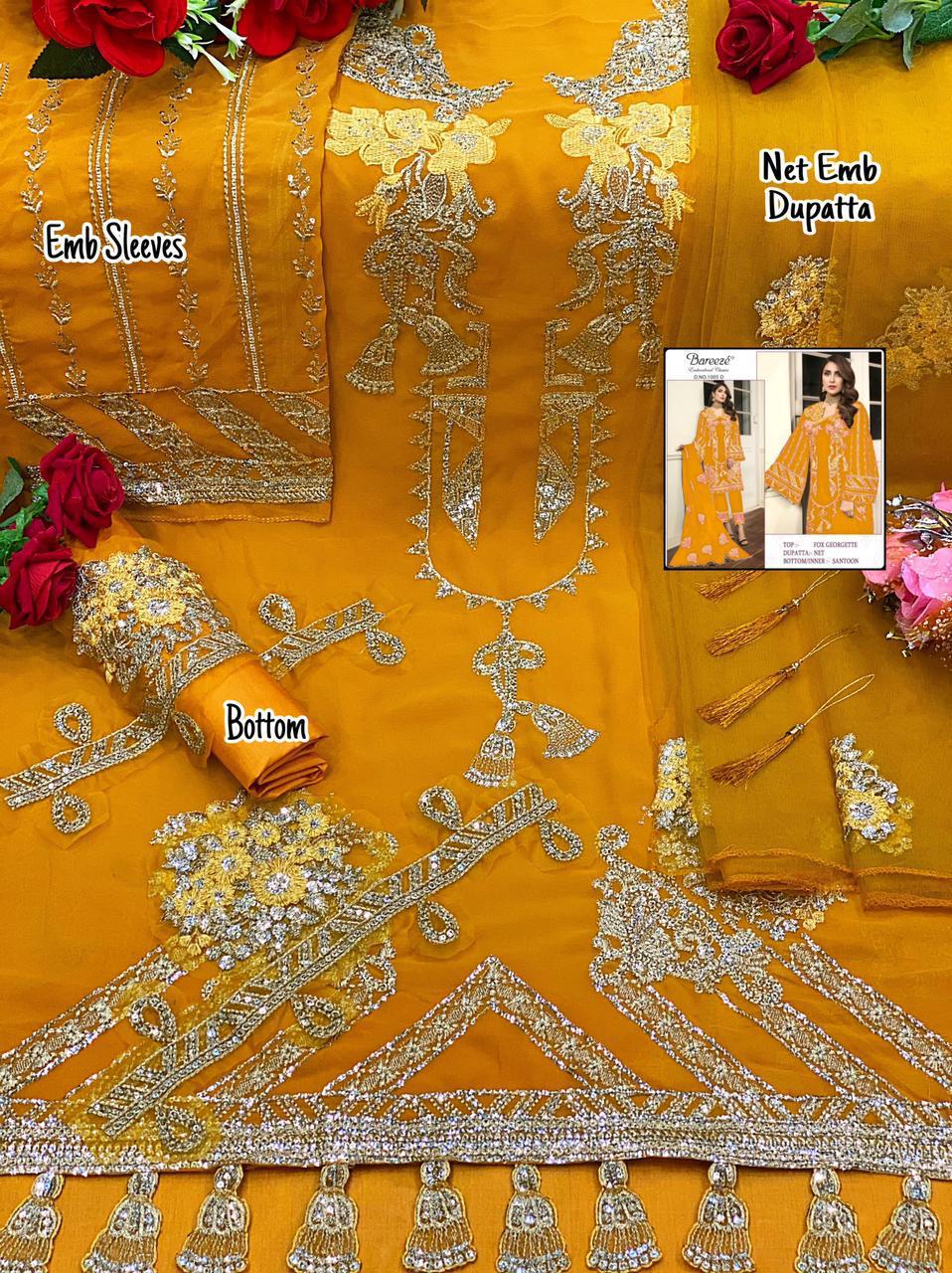 BAREEZE 1005 D YELLOW WHOLESALE SALWAR KAMEEZ