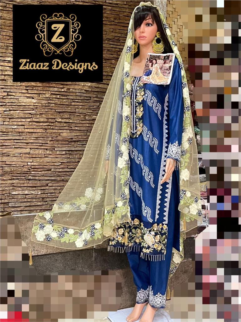 ZIAAZ DESIGNS 7775 A BLUE SALWAR KAMEEZ WHOLESALE