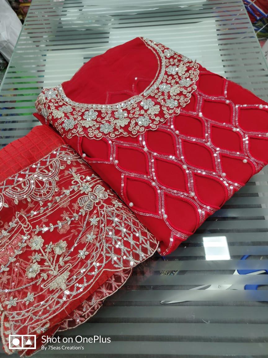 7 SEAS CREATION RED SALWAR KAMEEZ WHOLESALER ONLINE