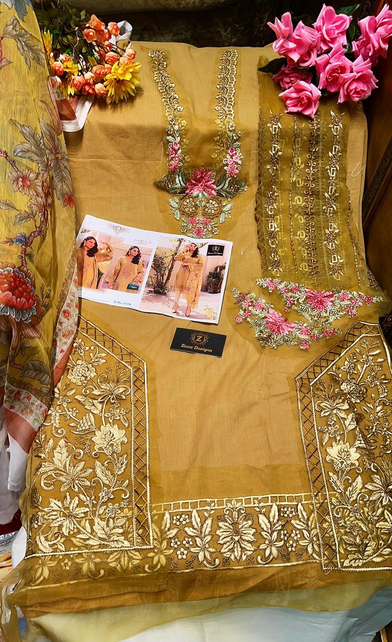 ZIAAZ DESIGNS 7778 YELLOW COTTON SALWAR KAMEEZ