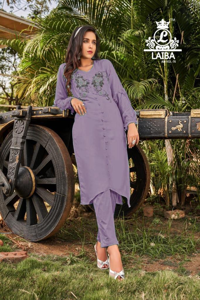 LAIBA AM VOL 76 LAVENDER READYMADE TUNICS WHOLESALE