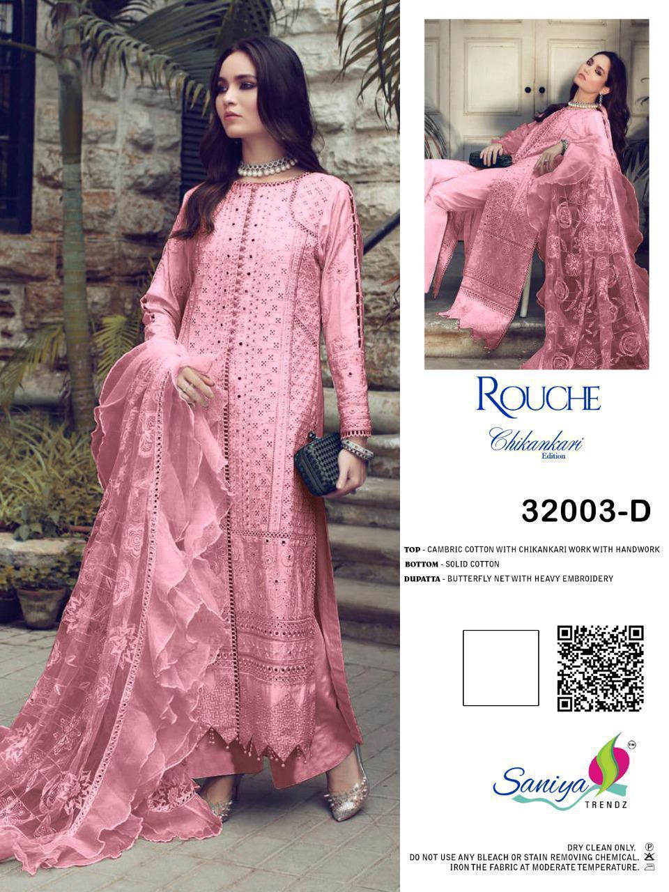 SANIYA ROUCHE 32003 D PINK SALWAR KAMEEZ WHOLESALE