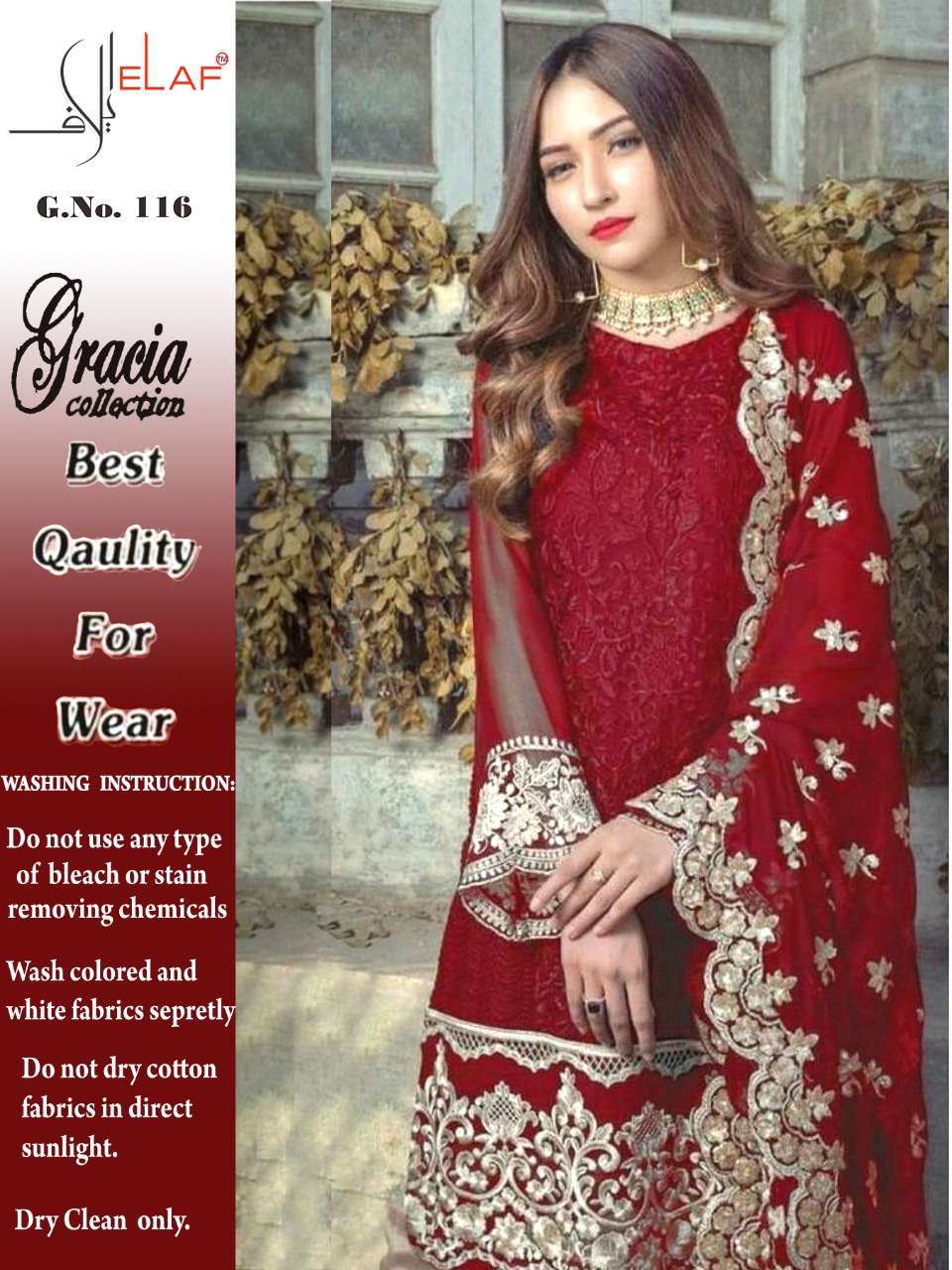 ELAF 116 GRACIA RED SALWAR KAMEEZ WHOLESALE