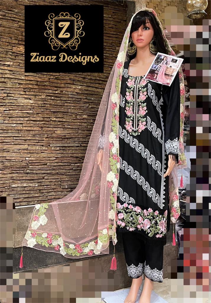 ZIAAZ DESIGNS 7775 B BLACK SALWAR KAMEEZ WHOLESALE