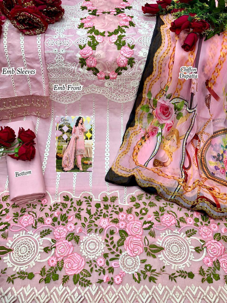 CROSS STITCH PINK SALWAR KAMEEZ WHOLESALER