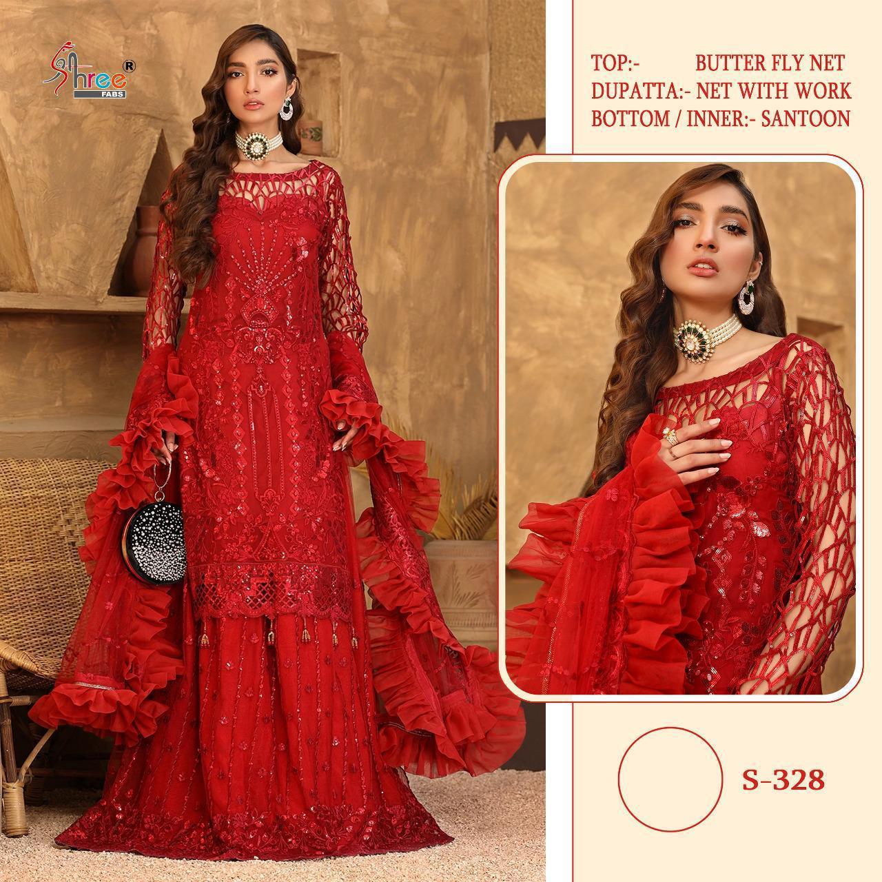 SHREE FABS 328 RED SALWAR KAMEEZ WHOLESALE