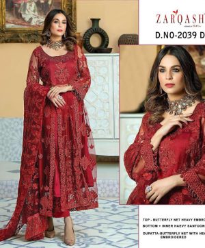 ZARQASH 2039 D RED SALWAR KAMEEZ WHOLESALE