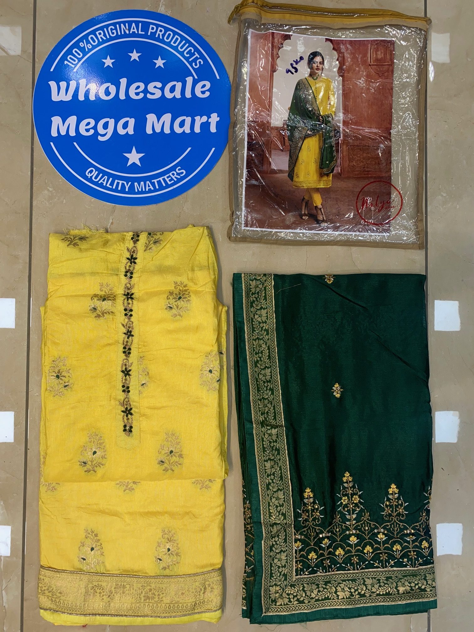 YELLOW DESIGNER SALWAR KAMEEZ WITH HEAVY DUPATTA