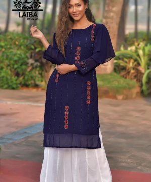 LAIBA AM VOL 75 NAVY BLUE DESIGNER TUNIC WHOLESALER