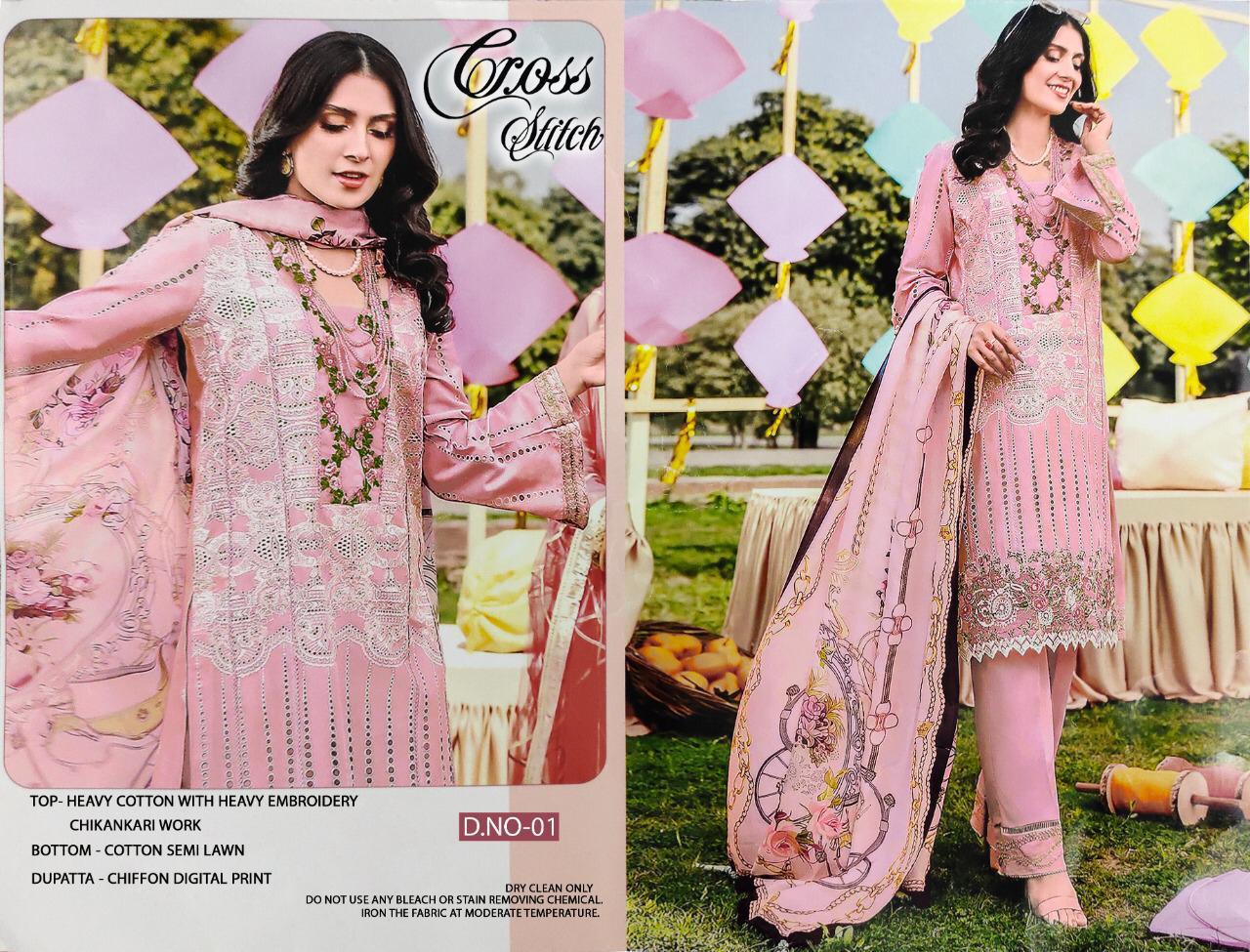 CROSS STITCH PINK SALWAR KAMEEZ WHOLESALER