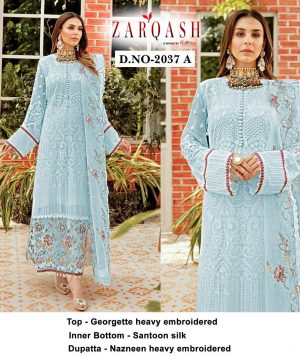 ZARQASH 2037 A BLUE SALWAR KAMEEZ WHOLESALE