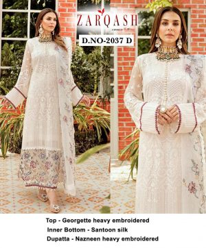 ZARQASH 2037 D WHITE SALWAR KAMEEZ WHOLESALE