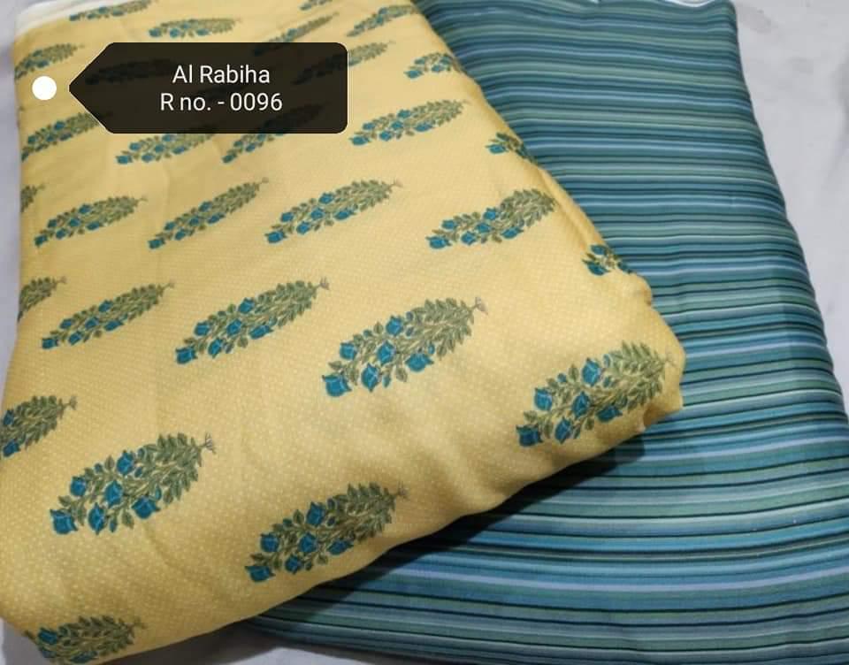 AL RABIHA 0096 MASLIN COTTON WITHOUT DUPATTA SUITS