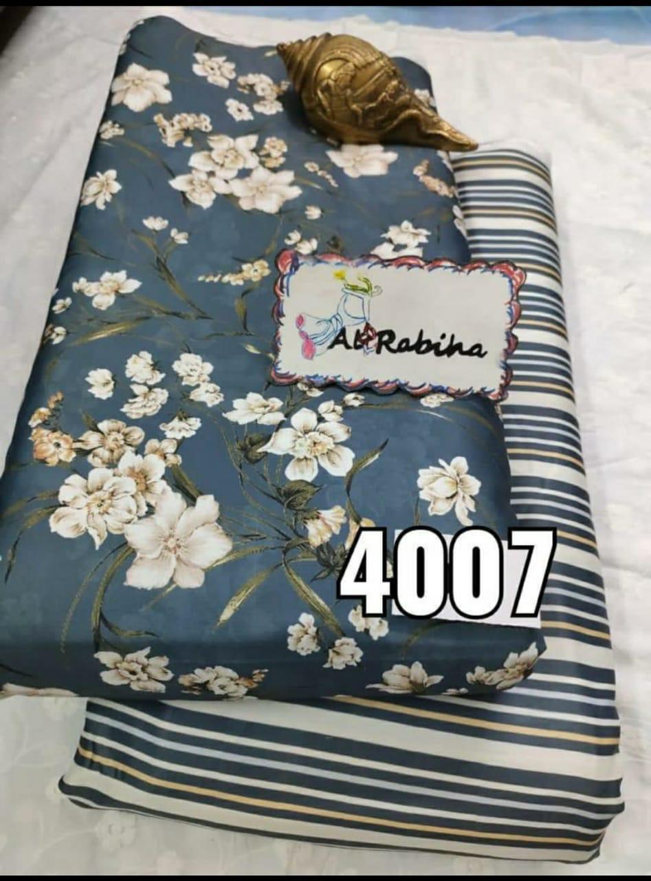 AL RABIHA 4007 MASLIN COTTON WITHOUT DUPATTA SUITS