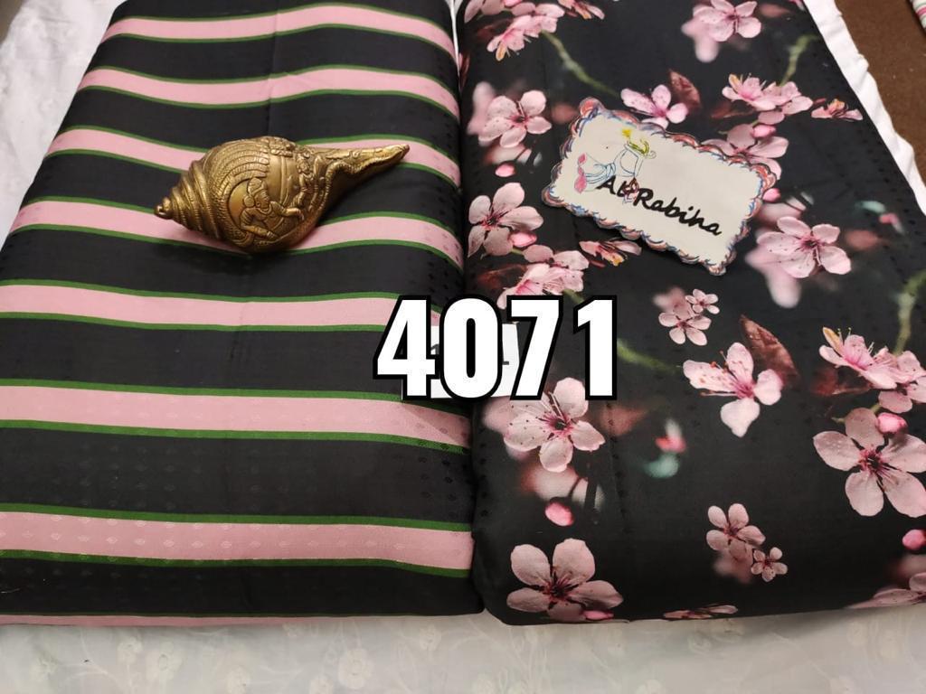 AL RABIHA 4071 MASLIN COTTON WITHOUT DUPATTA SUITS