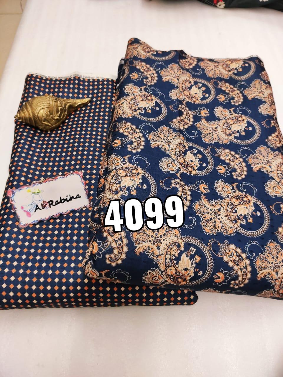 AL RABIHA 4099 MASLIN COTTON WITHOUT DUPATTA SUITS