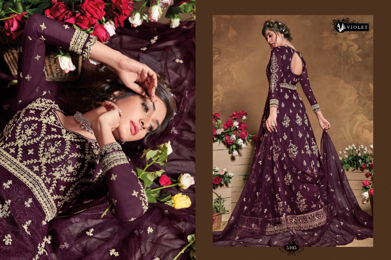 SWAGAT VIOLET 5105 DESIGNER GOWNS WHOLESALER