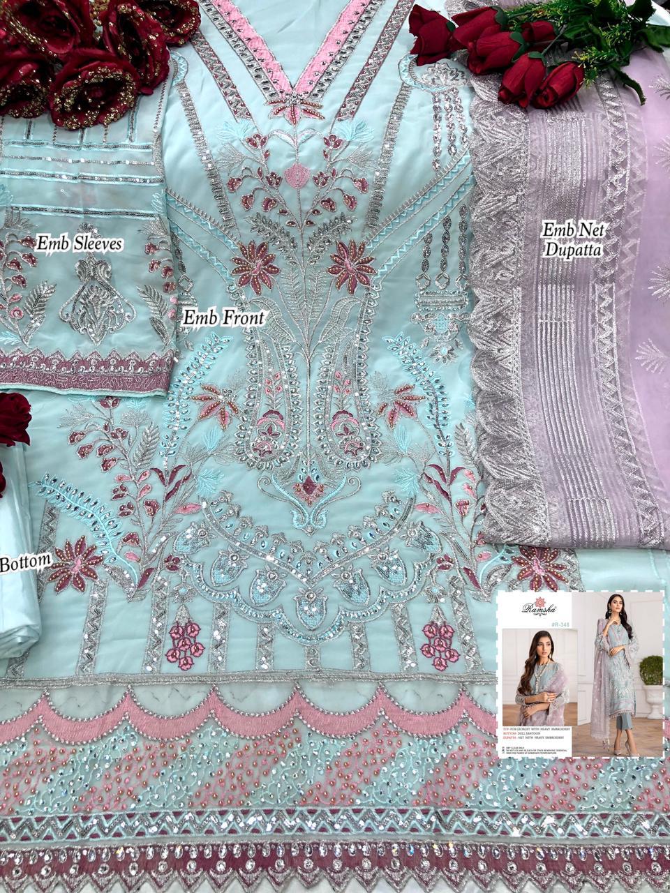 RAMSHA 348 VOL 21 PAKISTANI SUITS WHOLESALER