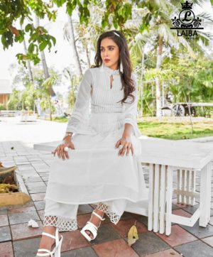 LAIBA AM VOL 82 WHITE READYMADE TUNICS WHOLESALER