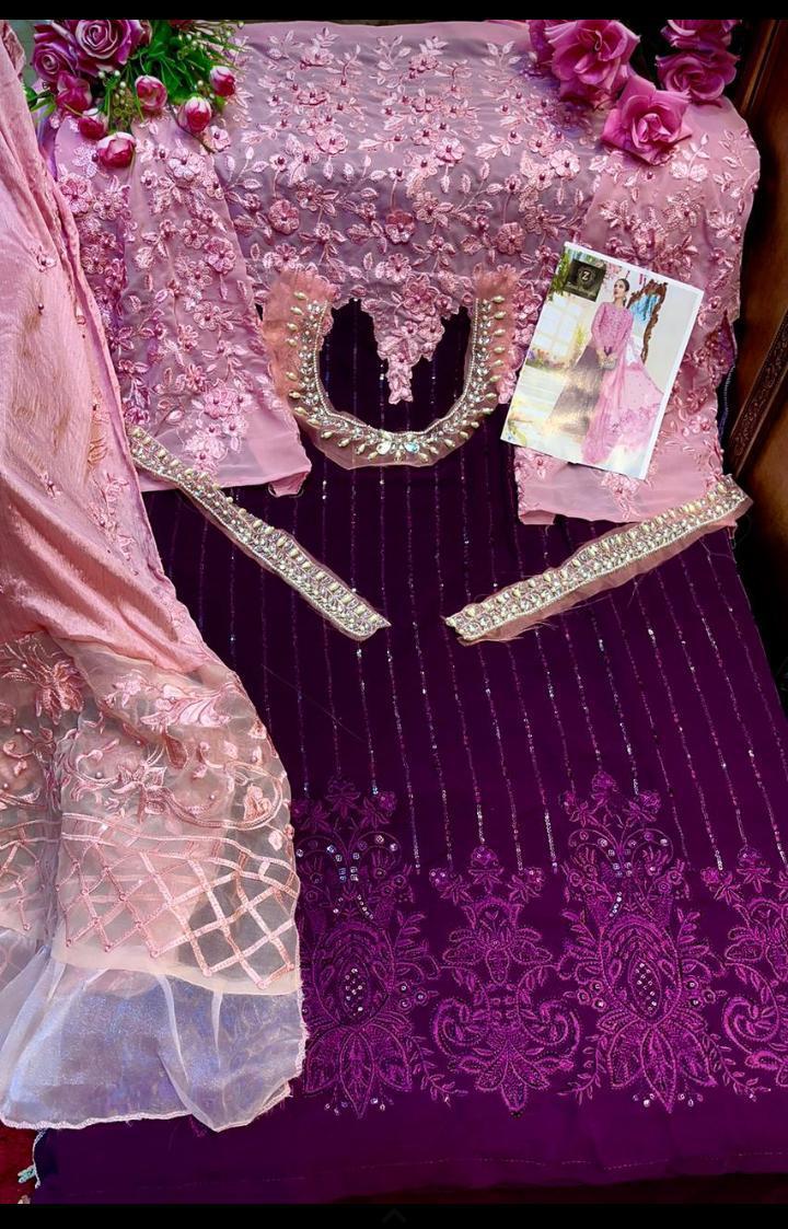 ZIAAZ DESIGNS 777 PINK WINE PAKISTANI SALWAR KAMEEZ