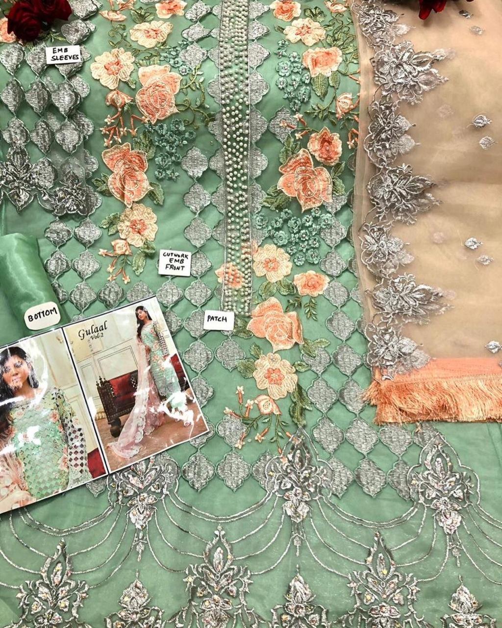 GULAAL VOL 2 GREEN PAKISTANI SUITS MANUFACTURER