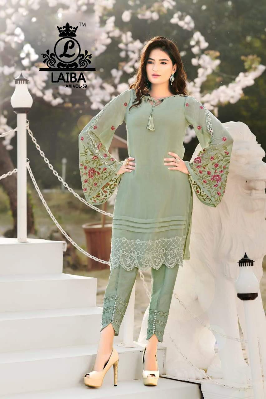 LAIBA AM 59 PISTA GREEN READYMADE TUNICS WHOLESALER