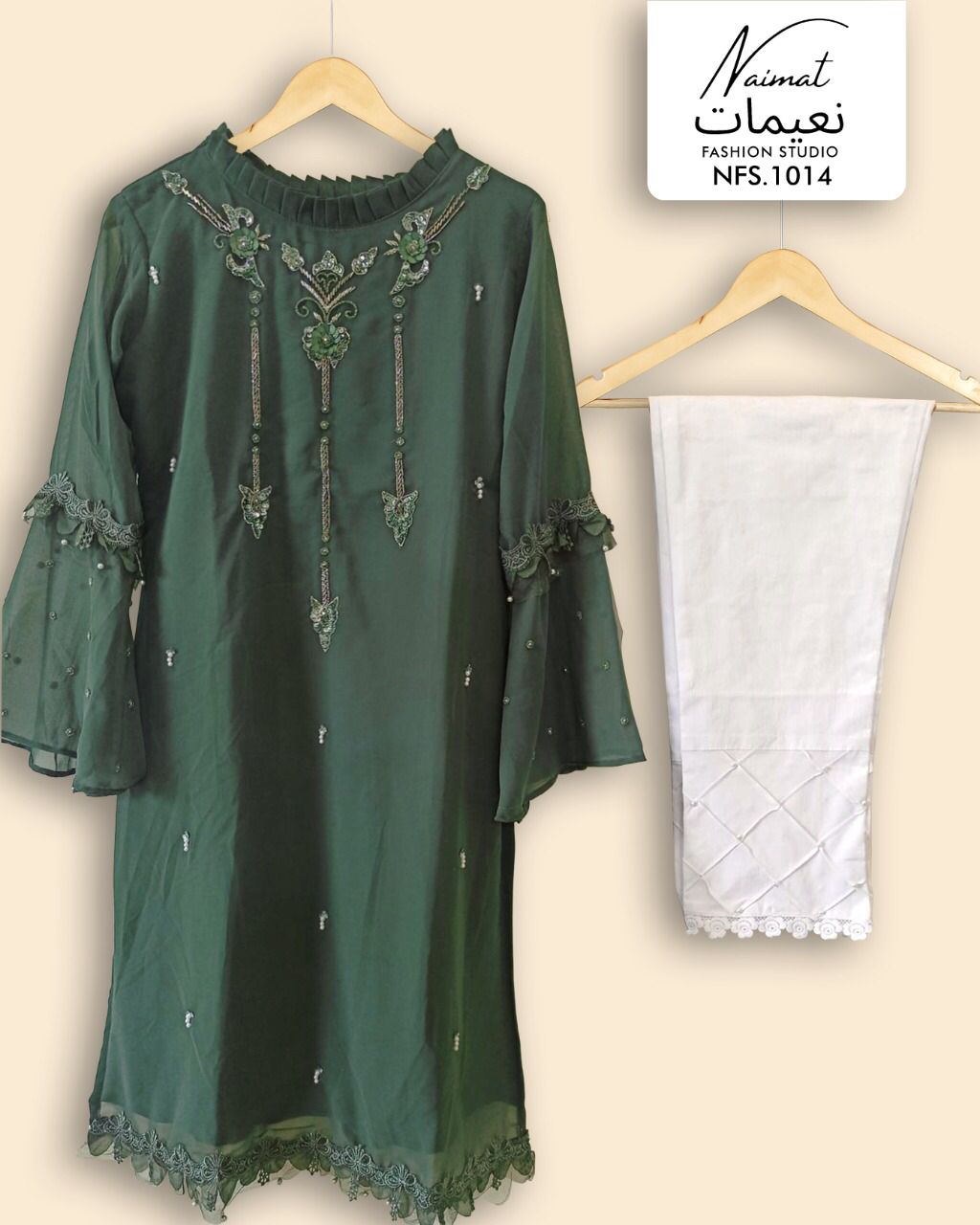 NAIMAT FASHION STUDIO 1014 ABBOR GREEN DESIGNER TUNICS