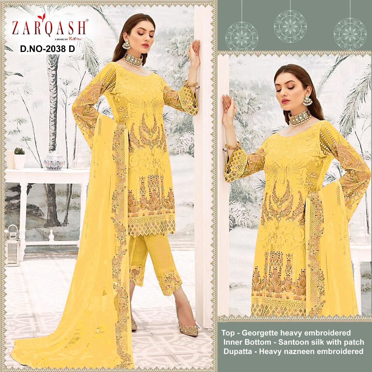 ZARQASH 2038 D PAKISTANI SALWAR KAMEEZ WHOLESALER