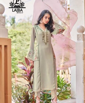 LAIBA AM VOL 87 MILITARY GREEN DESIGNER TUNICS WHOLESALER